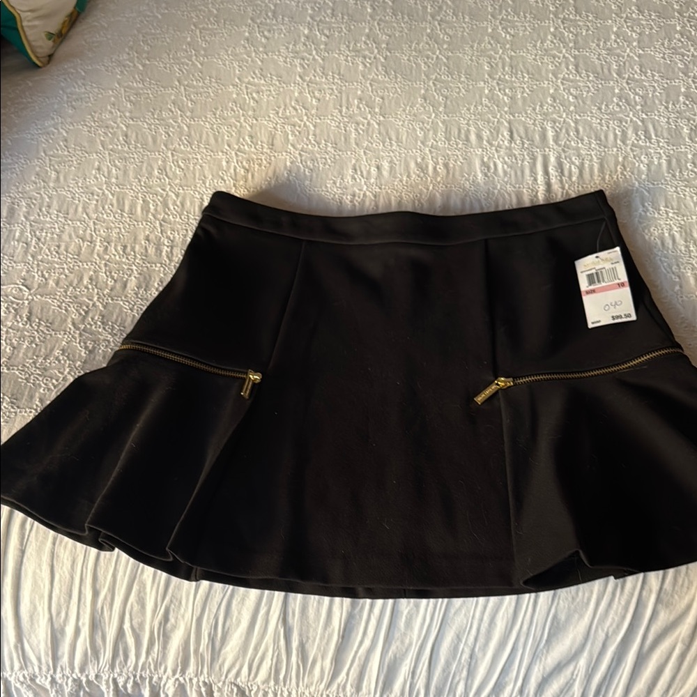 Black Mini Skater Skirt with Ruffled Bottom
